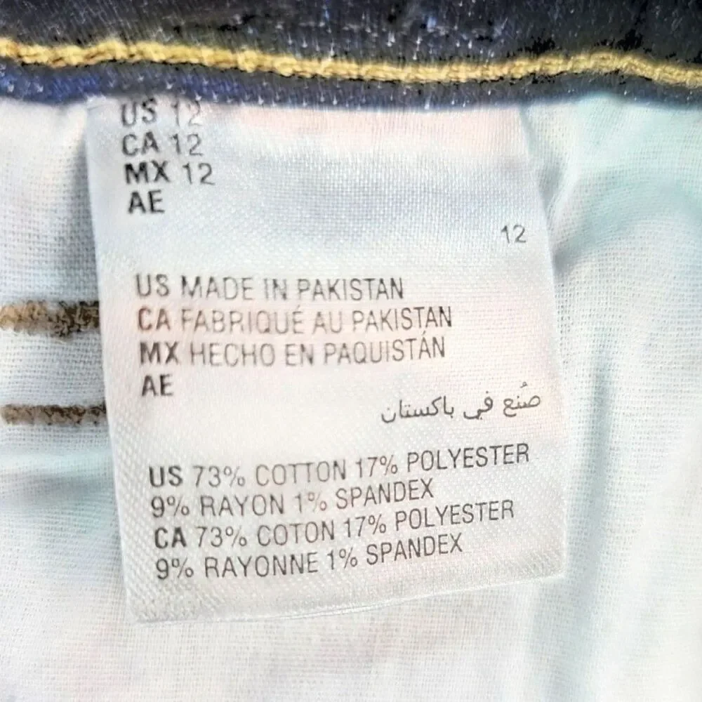 INC International Concepts INC Denim Mid Rise Skinny Jeans Dark Wash 12 32x29.5
